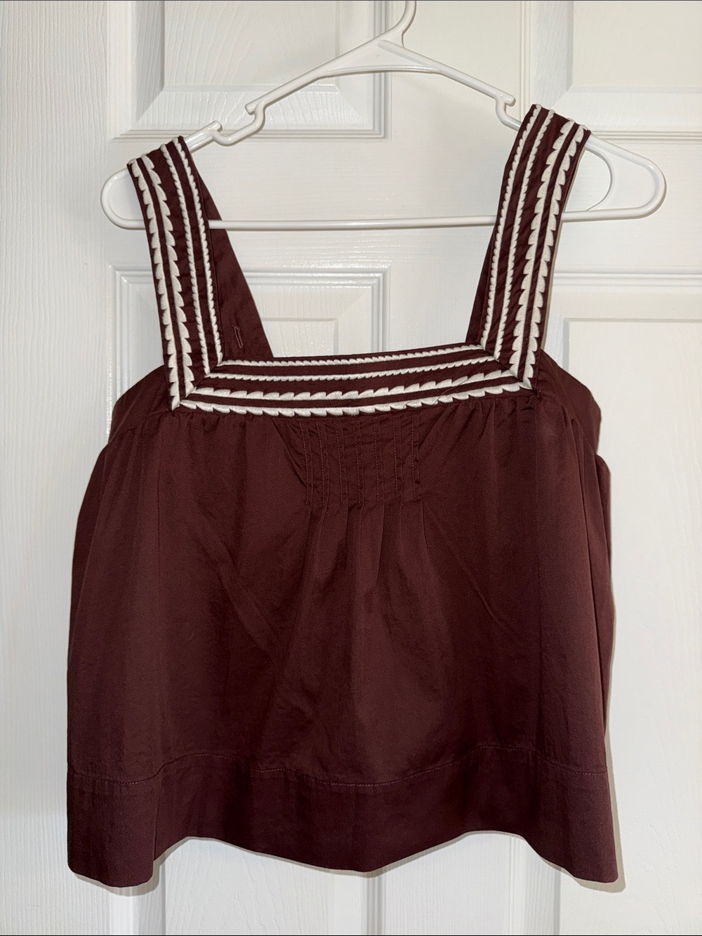 Caroline Constas Brown Tank Top with White Trim